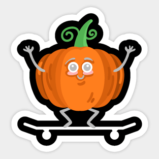 Skating Pumpkin Sticker